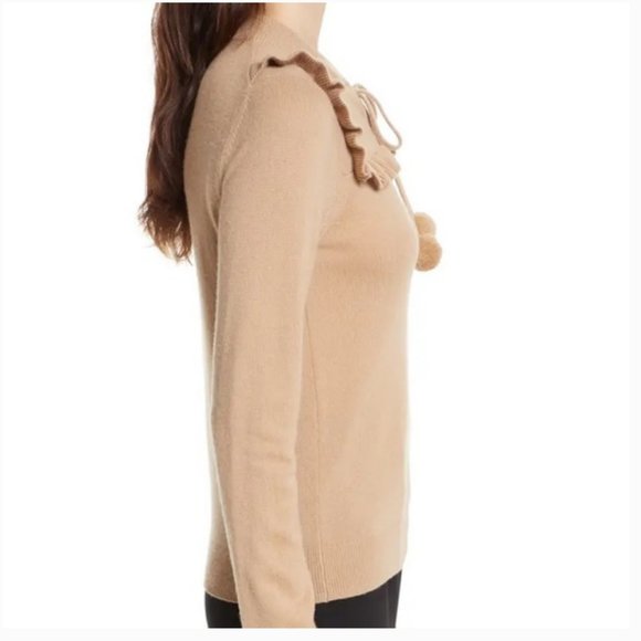 Kate Spade Pom Pom Wool and Cashmere Sweater in RED size small - Picture 2 of 8